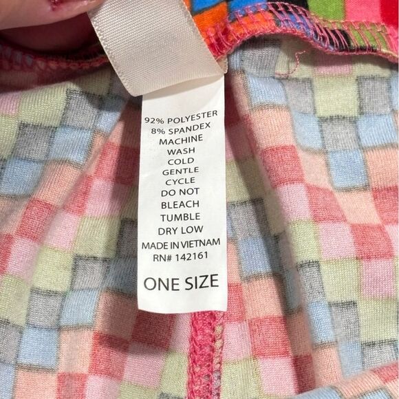 LuLaRoe | Orange Multi Checkered Women’s Stretchy Leggings - Picture 13 of 14